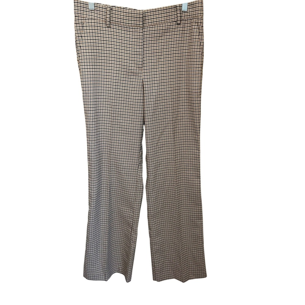 Ann Taylor The Jayne Houndstooth Wide Leg Dress Pants Tan Black White Size 4